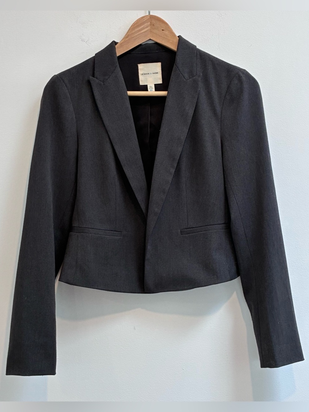 Silence + Noise Charcoal Gray Cropped Fitted Blazer • XS